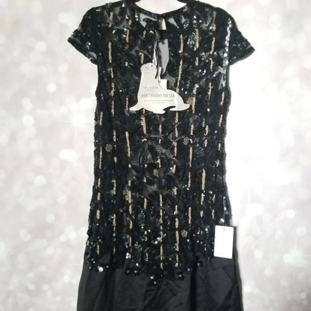 🍒NWT🍒 TED BAKER SEQUINE BUTTERFLY COCKTAIL DRESS - Picture 12 of 13